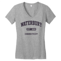 Waterbury Connecticut Ct Vintage State Athletic Style T Shirt Women's V-neck T-shirt | Artistshot