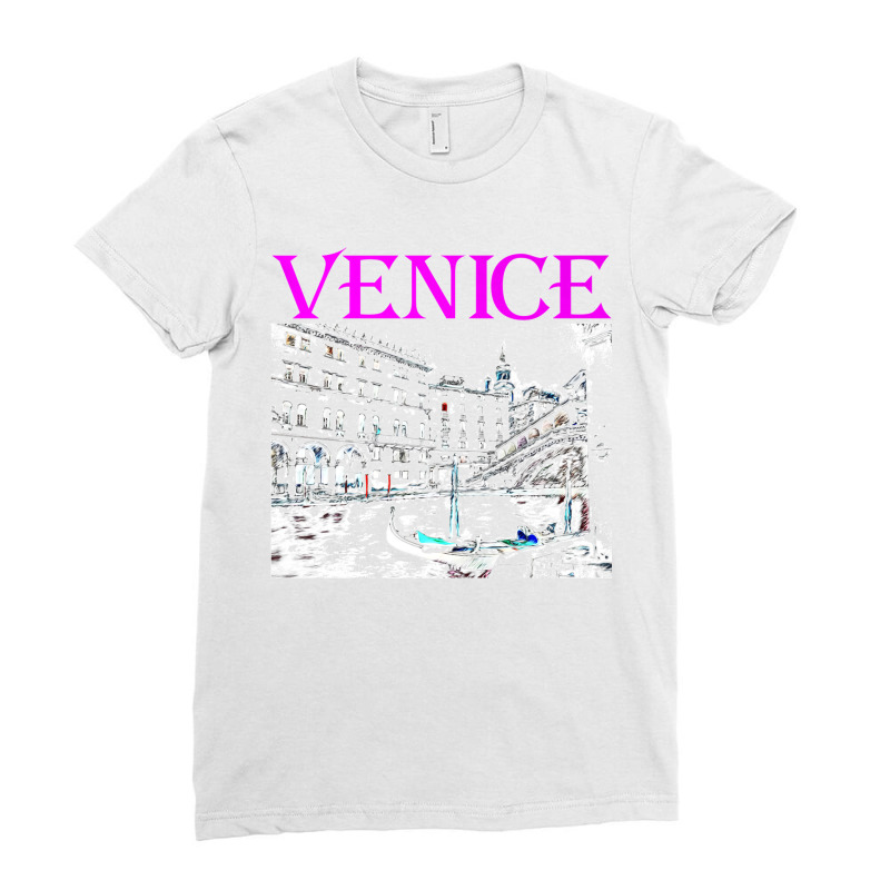 Venice Italy Travel Rialto Bridge Gondolas Grand Canal Black Premium T Ladies Fitted T-Shirt by James William | Artistshot