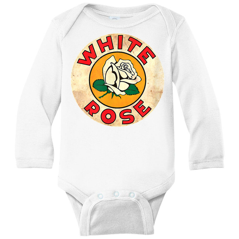 Vintage White Rose Gasoline Gas Pump Road Sign T Shirt Long Sleeve Baby Bodysuit | Artistshot