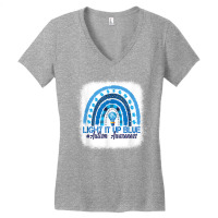 Light It Up Blue Rainbow Bleached Autism Awareness T Shirt Women's V-neck T-shirt | Artistshot