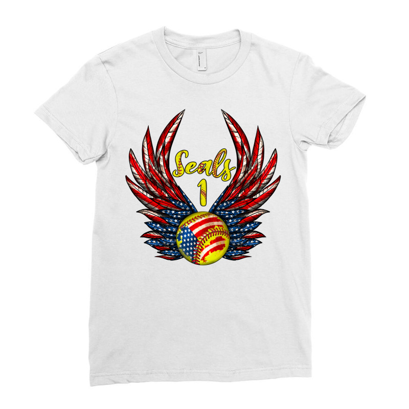 Angel Wings Softball Ladies Fitted T-Shirt by Jasminsmagicworld | Artistshot