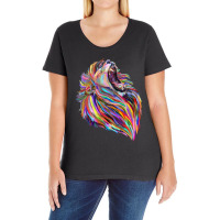 Roaring Regal Rainbow Lion Ladies Curvy T-shirt | Artistshot