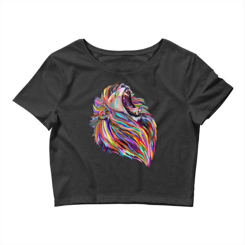 Roaring Regal Rainbow Lion Crop Top by kakashop | Artistshot