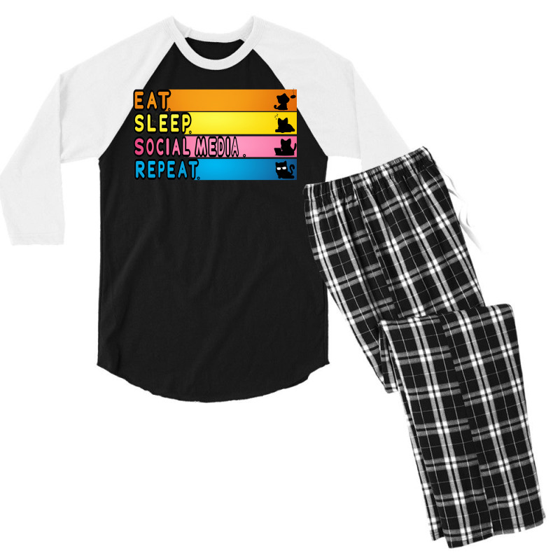 Eat Sleep Repeat Men's 3/4 Sleeve Pajama Set | Artistshot