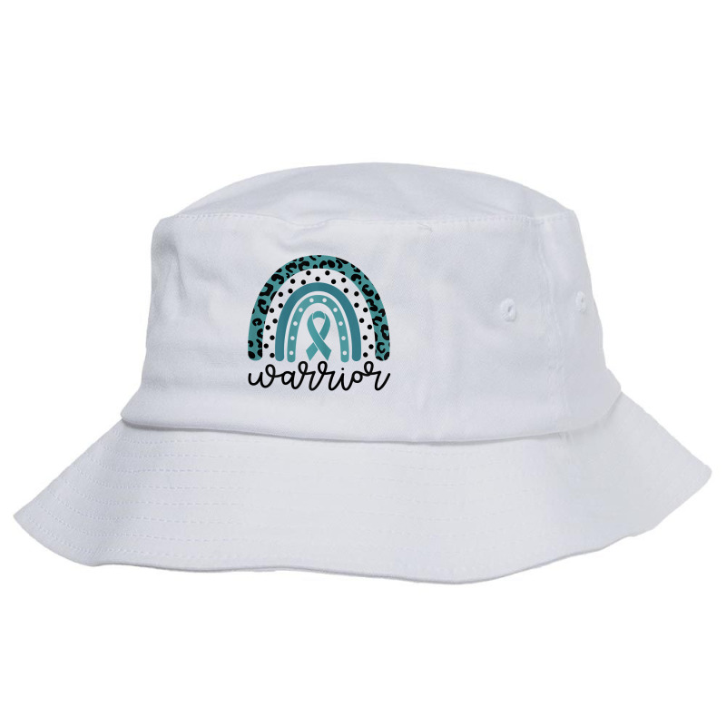 Womens Warrior Cute Teal Rainbow Graphic Ovarian Cancer Awareness T Sh Bucket Hat | Artistshot