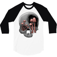 Skull Morel Mushrooms Mycologist Goth Mushroom Art T Shirt 3/4 Sleeve Shirt | Artistshot