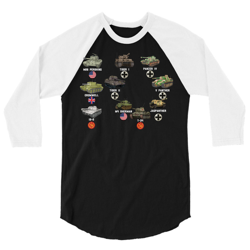 Ww2 Tanks Panzer Iv Tiger Ii T 34 M4 Sherman M26 Military T Shirt 3/4 Sleeve Shirt by haylesfshiltsxd1 | Artistshot