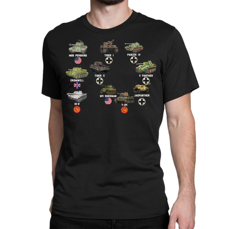 Ww2 Tanks Panzer Iv Tiger Ii T 34 M4 Sherman M26 Military T Shirt Classic T-shirt by haylesfshiltsxd1 | Artistshot