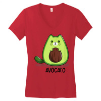 Womens Avocato Cat Funny Avocado Lover Guacamole Fruitarian T Shirt Women's V-neck T-shirt | Artistshot