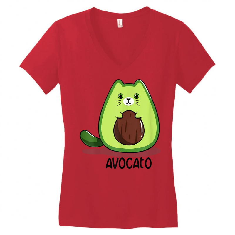 Womens Avocato Cat Funny Avocado Lover Guacamole Fruitarian T Shirt Women's V-Neck T-Shirt by muhrlycogant3h | Artistshot