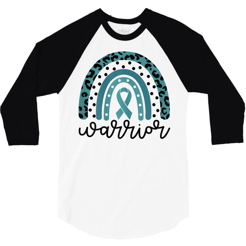 Womens Warrior Cute Teal Rainbow Graphic Ovarian Cancer Awareness T Sh 3/4 Sleeve Shirt | Artistshot