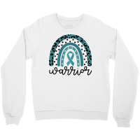 Womens Warrior Cute Teal Rainbow Graphic Ovarian Cancer Awareness T Sh Crewneck Sweatshirt | Artistshot