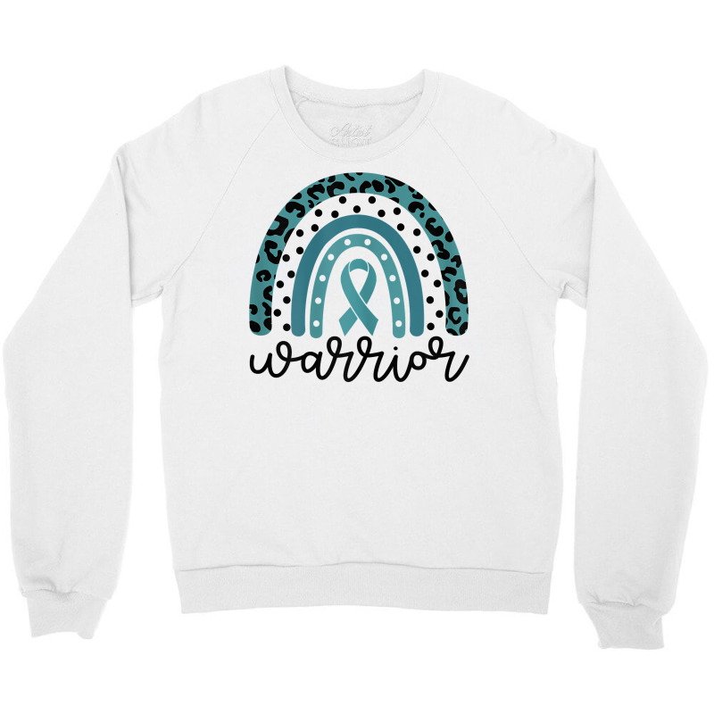 Womens Warrior Cute Teal Rainbow Graphic Ovarian Cancer Awareness T Sh Crewneck Sweatshirt | Artistshot