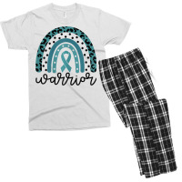 Womens Warrior Cute Teal Rainbow Graphic Ovarian Cancer Awareness T Sh Men's T-shirt Pajama Set | Artistshot