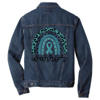 Womens Warrior Cute Teal Rainbow Graphic Ovarian Cancer Awareness T Sh Men Denim Jacket | Artistshot