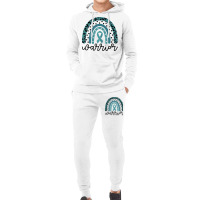 Womens Warrior Cute Teal Rainbow Graphic Ovarian Cancer Awareness T Sh Hoodie & Jogger Set | Artistshot