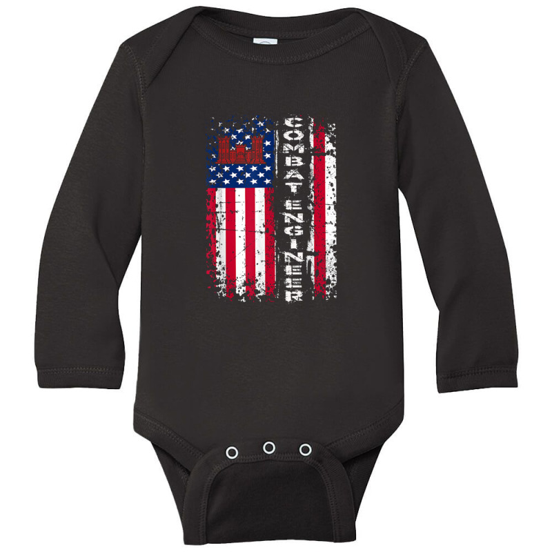 Combat Engineer Distressed American Flag   U.s. Military Long Sleeve Baby Bodysuit by daniellepaine | Artistshot