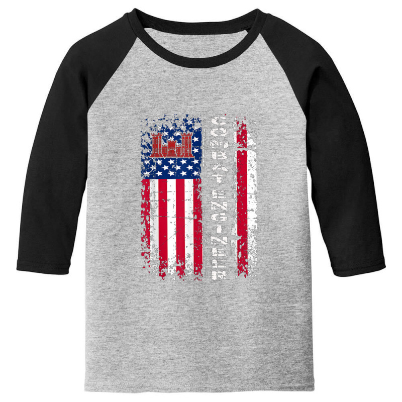 Combat Engineer Distressed American Flag   U.s. Military Youth 3/4 Sleeve by daniellepaine | Artistshot