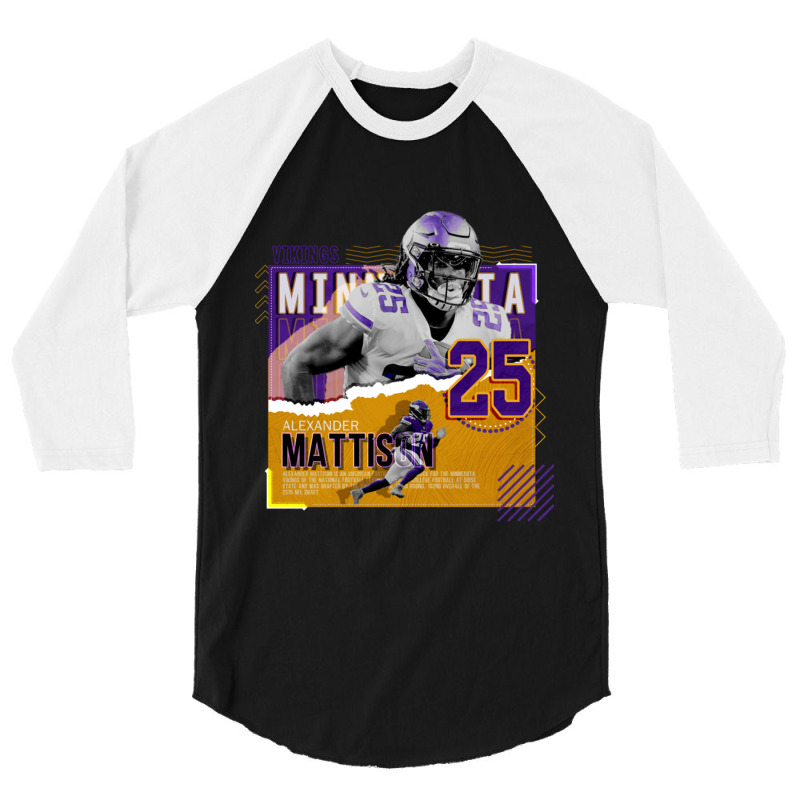 Alexander Mattison Football Paper Poster Vikings 3/4 Sleeve Shirt | Artistshot