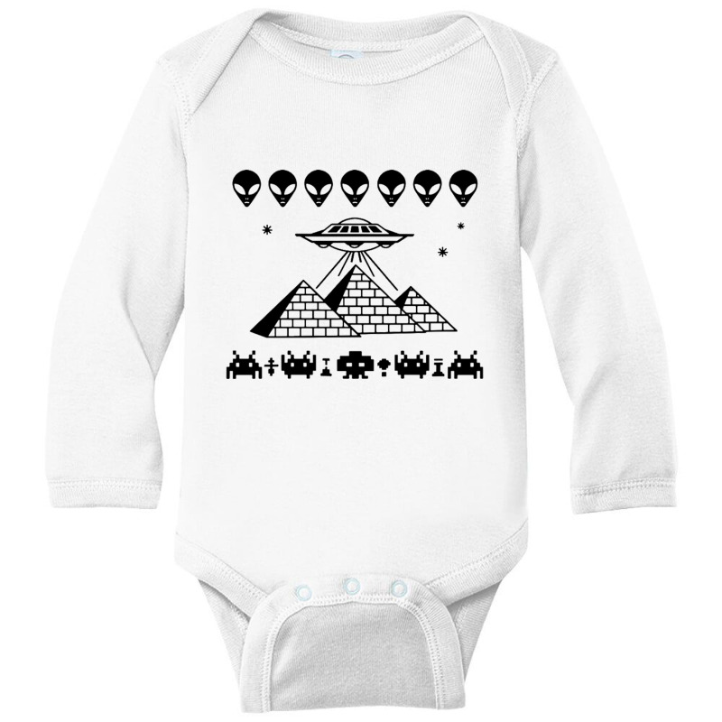 Pyramid T Shirt Ufo T Shirt Space Invaders T Shirt Area 51 Shirt Alien Long Sleeve Baby Bodysuit by Gretchen Minnis | Artistshot