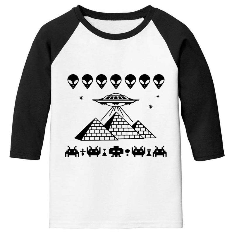 Pyramid T Shirt Ufo T Shirt Space Invaders T Shirt Area 51 Shirt Alien Youth 3/4 Sleeve by Gretchen Minnis | Artistshot