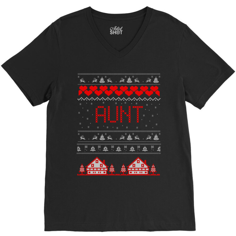 Aunt Ugly Christmas Sweater V-neck Tee | Artistshot