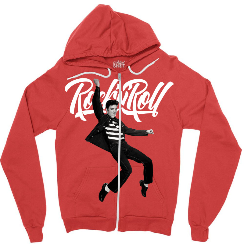 Custom Elvis Presley Rock N Roll Zipper Hoodie By Sengul - Artistshot