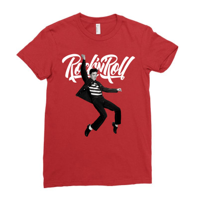 Elvis Presley Rock N Roll Ladies Fitted T-shirt Designed By Sengul