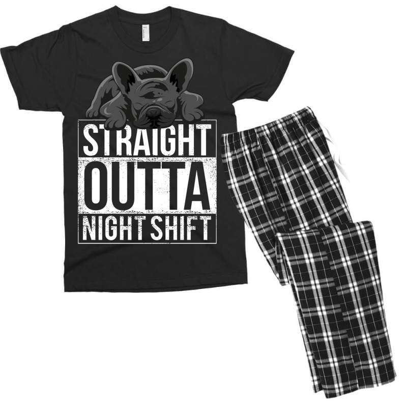 French Bulldog Straight Outta Night Shift Men's T-shirt Pajama Set | Artistshot