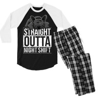 French Bulldog Straight Outta Night Shift Men's 3/4 Sleeve Pajama Set | Artistshot