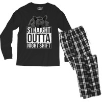 French Bulldog Straight Outta Night Shift Men's Long Sleeve Pajama Set | Artistshot