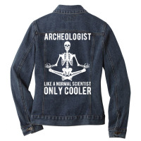 Archeology Skeleton Yoga For Women Men Archeologist T Shirt Ladies Denim Jacket | Artistshot