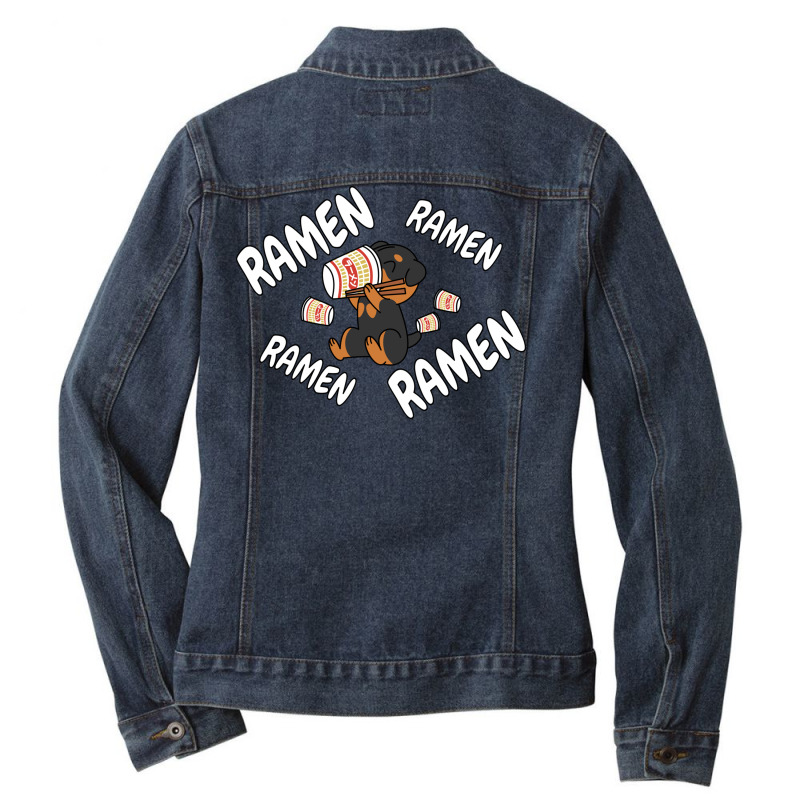 Instant Ramen Rottweiler Ladies Denim Jacket | Artistshot