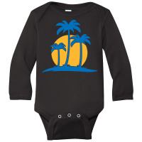 Palm Tree T  Shirt Palm Tree Island With Summer Sun T  Shirt Long Sleeve Baby Bodysuit | Artistshot