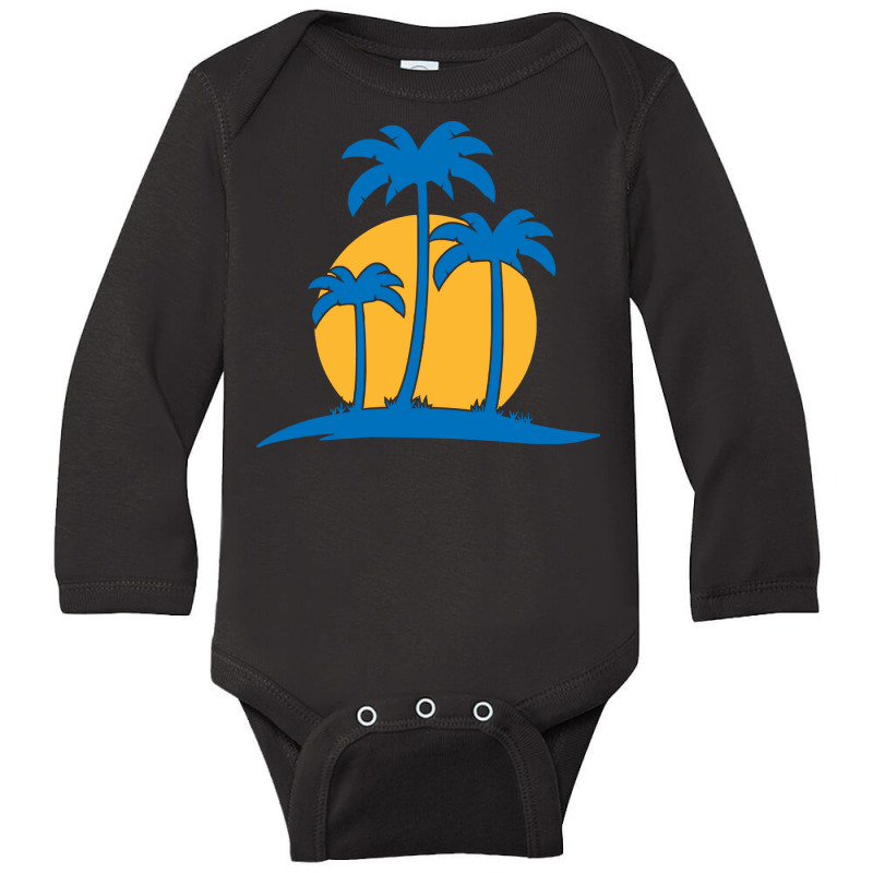 Palm Tree T  Shirt Palm Tree Island With Summer Sun T  Shirt Long Sleeve Baby Bodysuit by lizardgasp | Artistshot