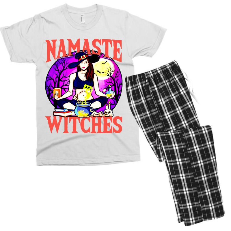 Namaste Witches Funny Pun Peacfeul Halloween Men's T-shirt Pajama Set | Artistshot