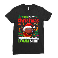 Football This Is My Christmas Pajama Football Christmas Trees 122 Foot Ladies Fitted T-shirt | Artistshot