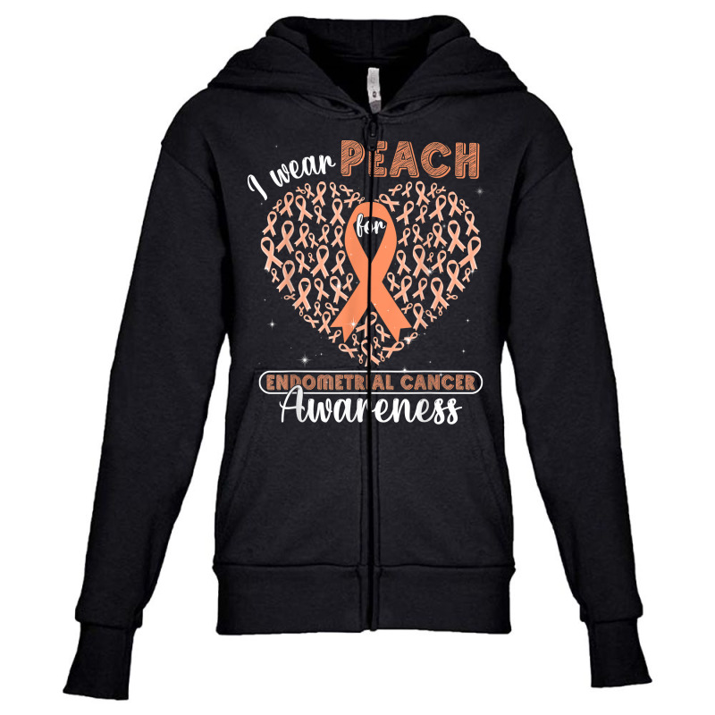 I Wear Peach For Endometrial Cancer Awareness Support Ribbon T Shirt Youth Zipper Hoodie by kewisharemeliadq | Artistshot