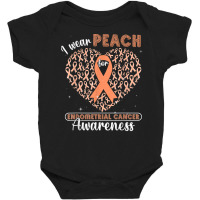 I Wear Peach For Endometrial Cancer Awareness Support Ribbon T Shirt Baby Bodysuit | Artistshot