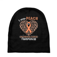 I Wear Peach For Endometrial Cancer Awareness Support Ribbon T Shirt Baby Beanies | Artistshot