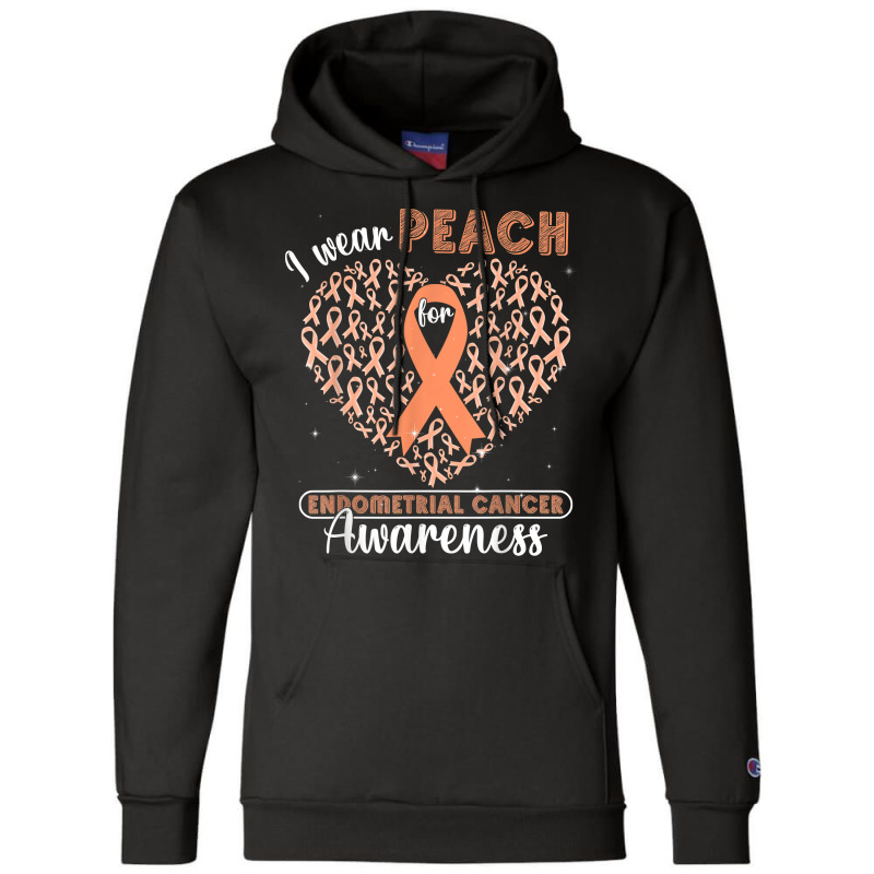 I Wear Peach For Endometrial Cancer Awareness Support Ribbon T Shirt Champion Hoodie by haylesfshiltsxd1 | Artistshot