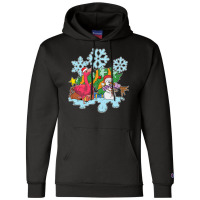 Flamingo Tropical Christmas Zoo Animal Exotic Bird Snowman Snowflake F Champion Hoodie | Artistshot