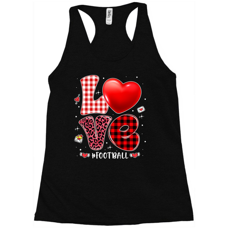 American Football Valentines Hearts Love Football Leopard Buffalo Plai Racerback Tank by permad | Artistshot