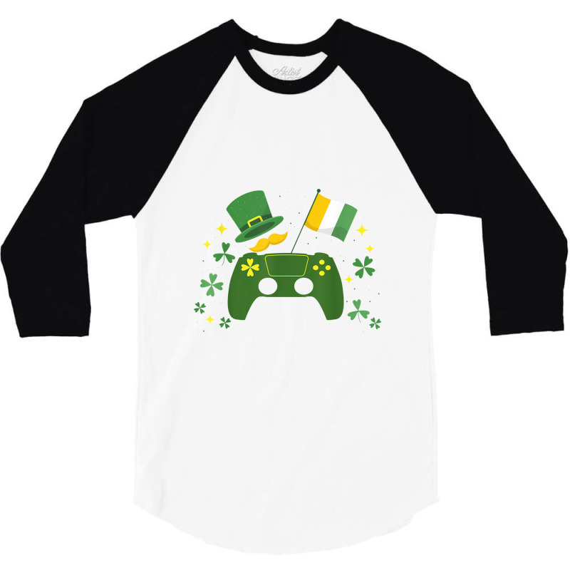 Irish Video Game Controller St Patricks Day Gamer Boys Girls 3/4 Sleeve Shirt by raszmzdu | Artistshot