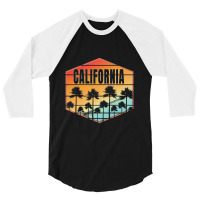 California Sunset Palm Trees Summer 3/4 Sleeve Shirt | Artistshot