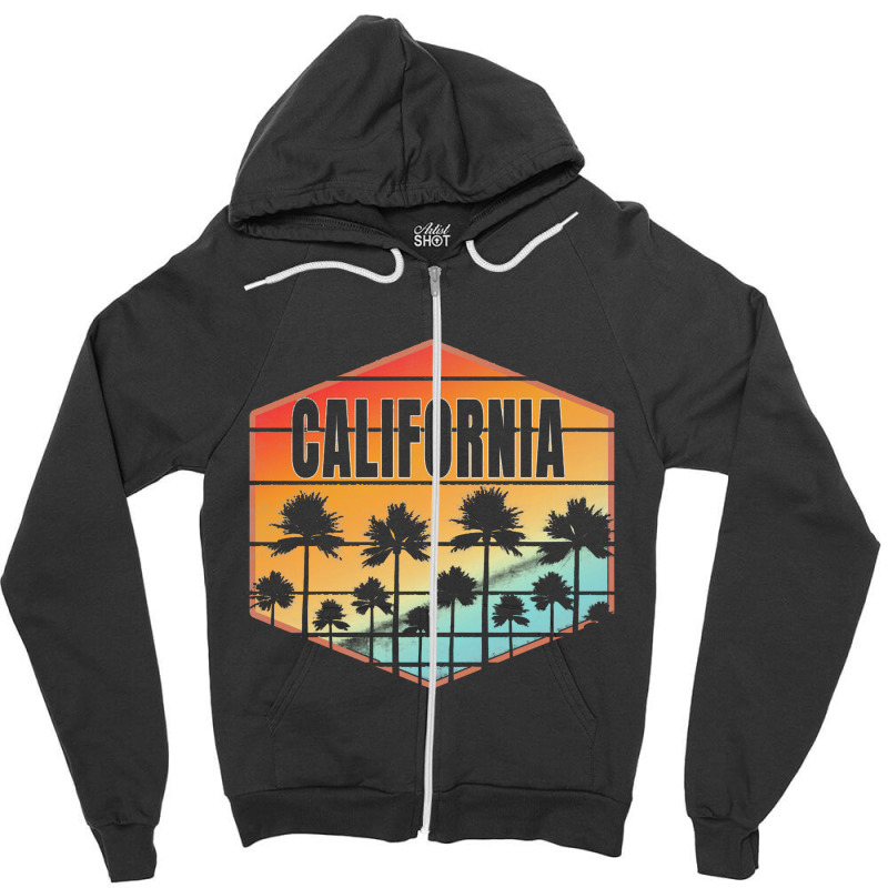 California Sunset Palm Trees Summer Zipper Hoodie | Artistshot