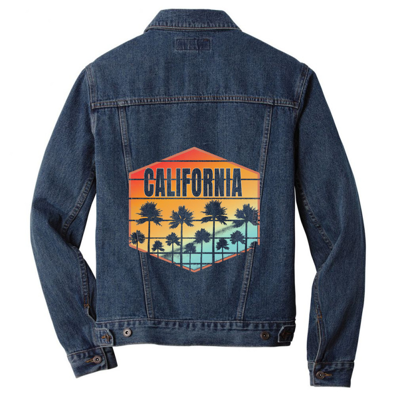 California Sunset Palm Trees Summer Men Denim Jacket | Artistshot