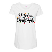 Merry Christmas Xmas Snow Holiday Santa Face Light Up T Shirt Maternity Scoop Neck T-shirt | Artistshot