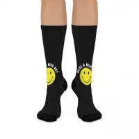 Retro Have A Nice Day Smile Happy Face Crew Socks | Artistshot