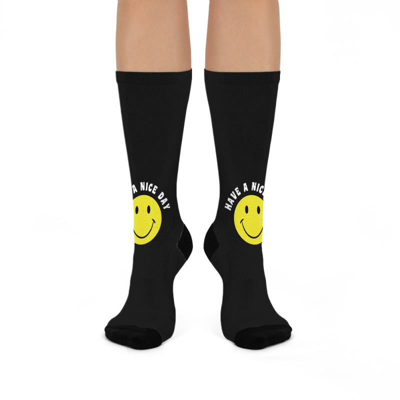 Retro Have A Nice Day Smile Happy Face Crew Socks | Artistshot